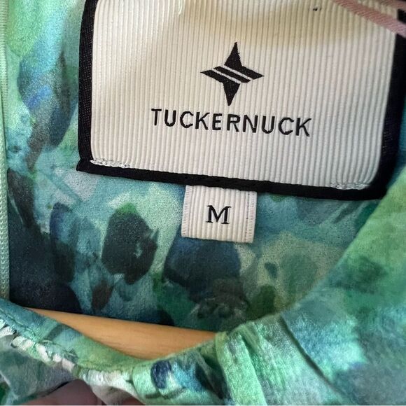 Tuckernuck Water Lilies Sasha Dress Midi Green Ruffles Lined Floral Size Medium - Picture 7 of 12